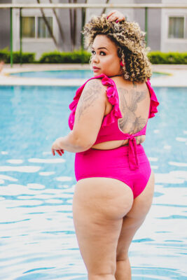 Maiô ou body plus size com bojo removível cor Rosa/Pink